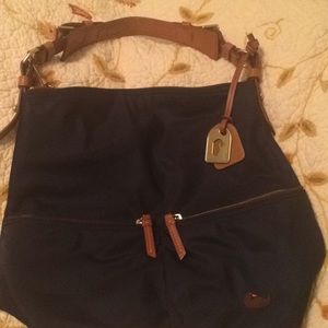 Dooney and Bourke Navy Nylon bag w/ leather strap